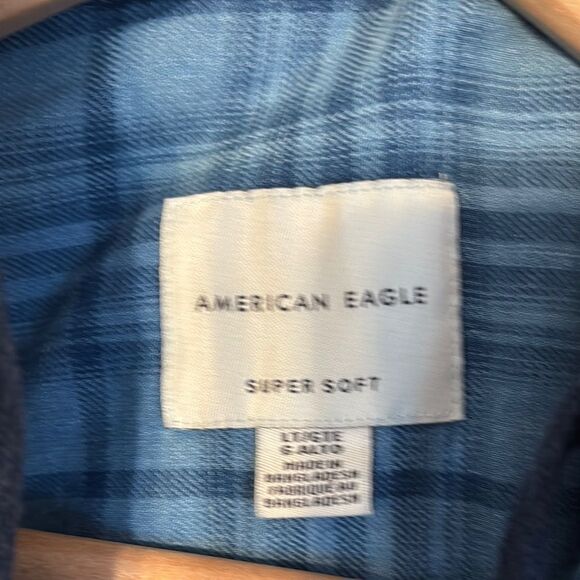 American Eagle Super Soft Plaid Flannel Hoodie Large - Picture 2 of 5
